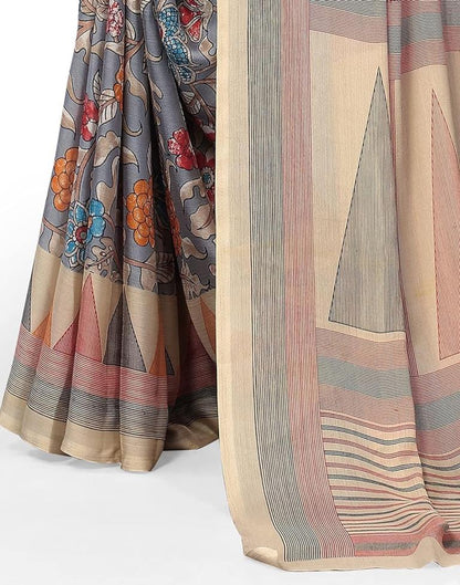 Multicoloured Printed Chiffon Saree