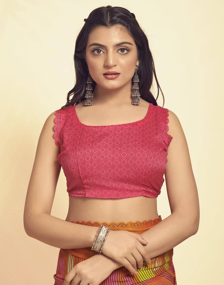 Orange Printed Georgette Saree