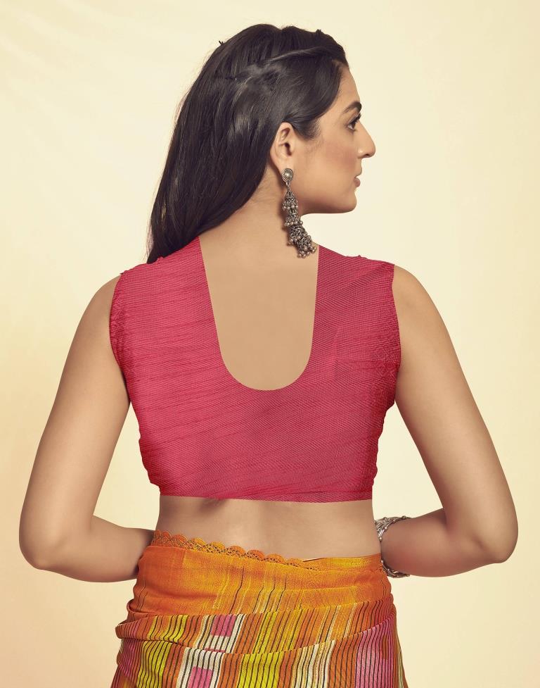 Orange Printed Georgette Saree