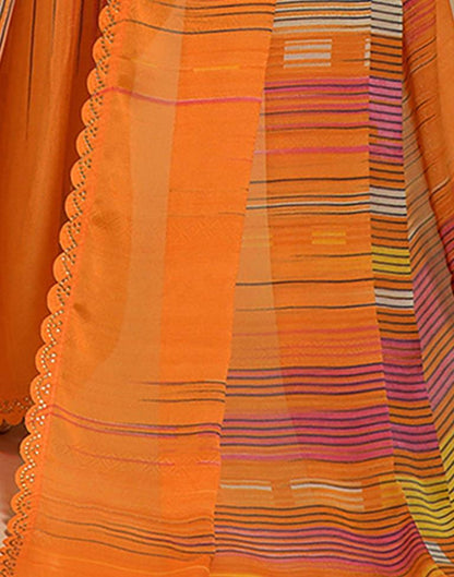 Orange Printed Georgette Saree
