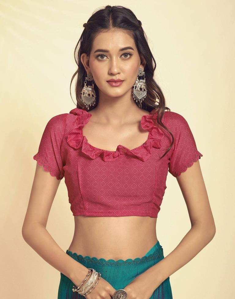 Rama Green Printed Georgette Saree