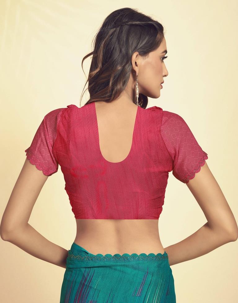 Rama Green Printed Georgette Saree