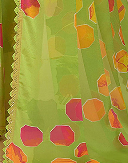 Light Green Printed Georgette Saree