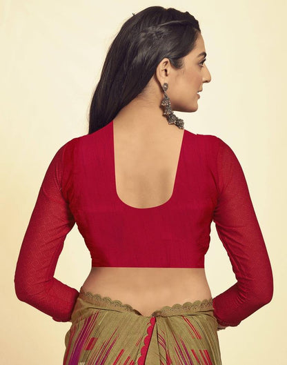 Beige Printed Georgette Saree