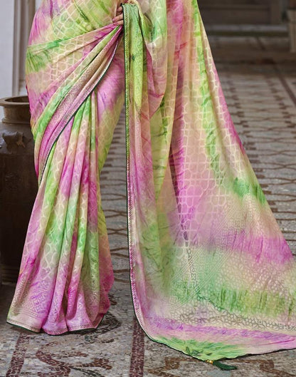 Green Printed Brasso Saree