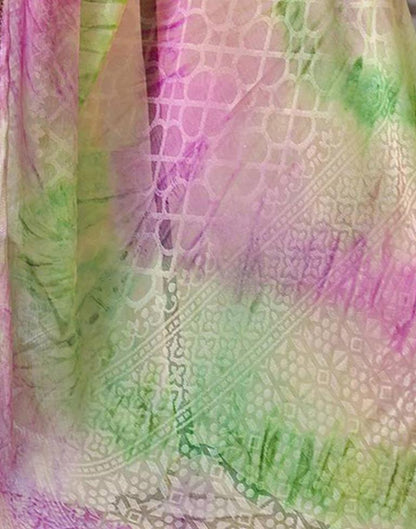 Green Printed Brasso Saree