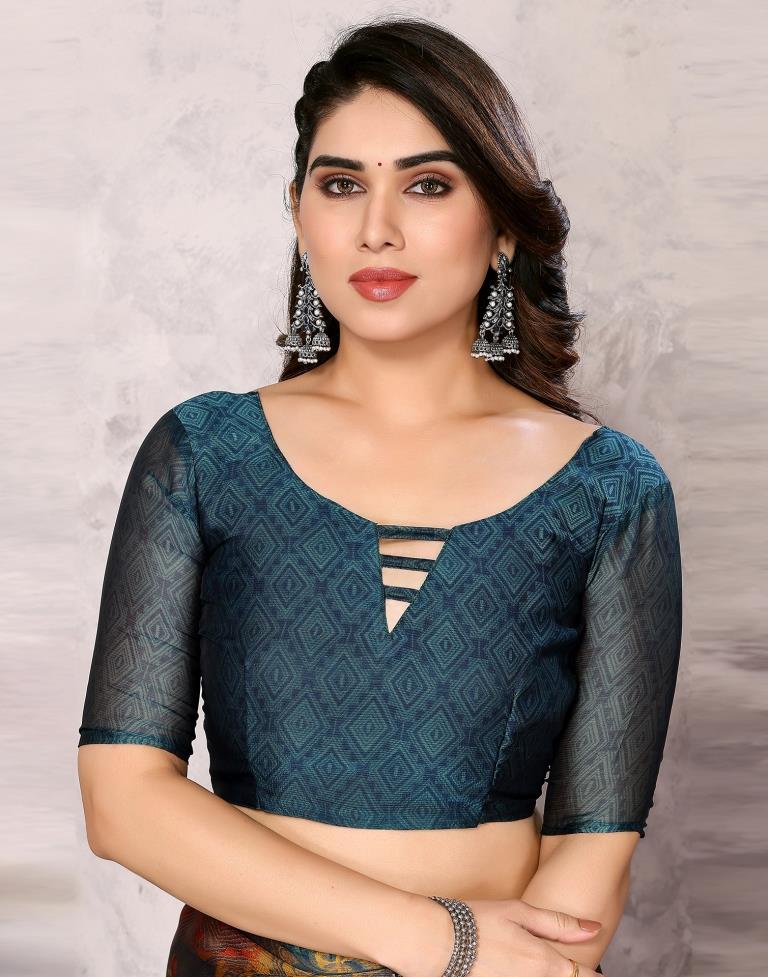 Grey Printed Chiffon Saree