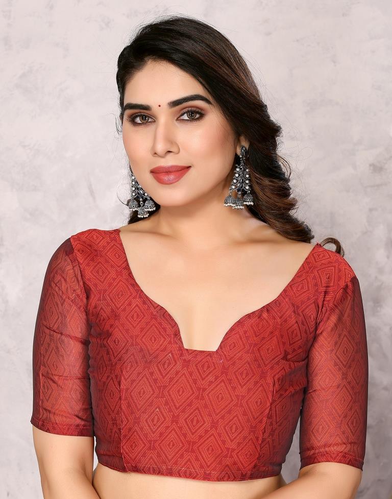 Brown Printed Chiffon Saree