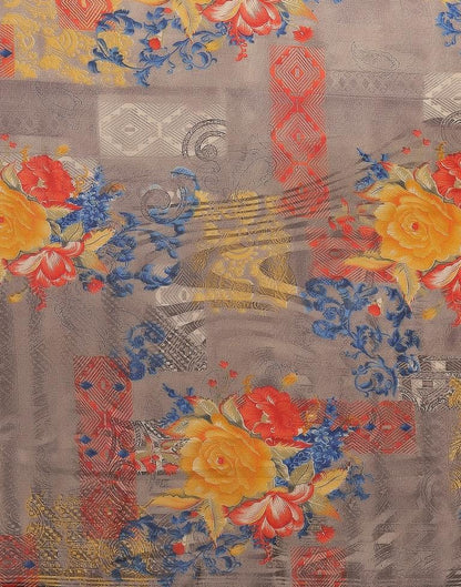 Beige Printed Chiffon Saree