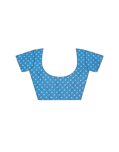 Sky Blue Printed Cotton Saree