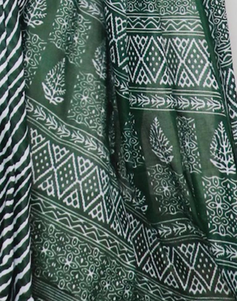 Green Printed Cotton Saree