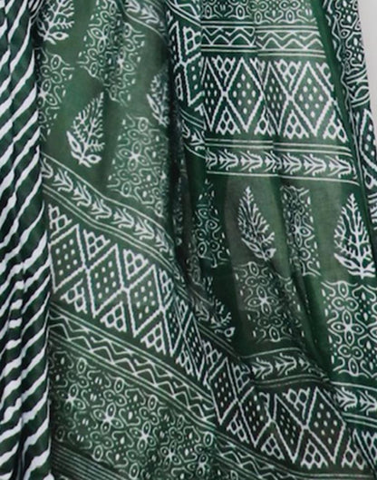 Green Printed Cotton Saree