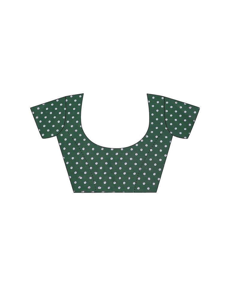 Green Printed Cotton Saree