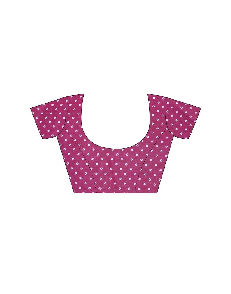 Cherry Pink Printed Cotton Saree