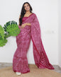 Cherry Pink Printed Cotton Saree