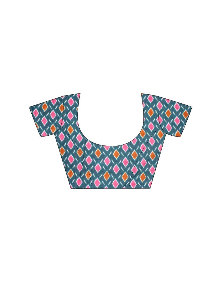 Rust Orange Printed Cotton Saree