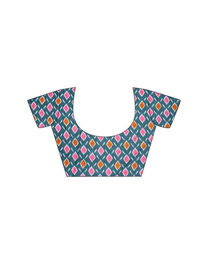 Rust Orange Printed Cotton Saree