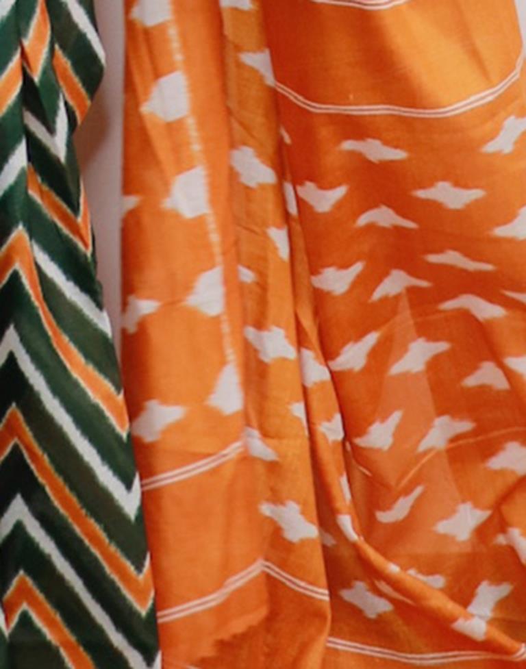 Green Printed Cotton Saree