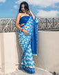 Blue Printed Cotton Saree