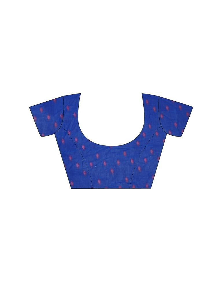 Blue Printed Cotton Saree