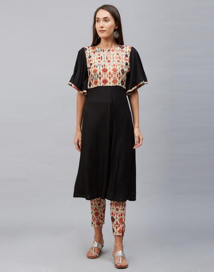 Black Coloured Rayon Digital Printed Kurti With Palazzo | Leemboodi