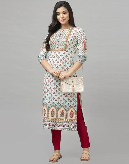 Off White Printed Kurti | Sudathi