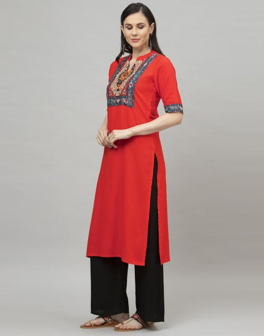 Amazing Red Coloured Digital Printed Rayon Kurti | Sudathi