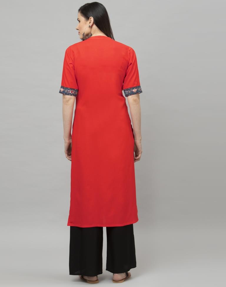 Amazing Red Coloured Digital Printed Rayon Kurti | Sudathi