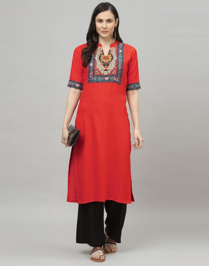 Amazing Red Coloured Digital Printed Rayon Kurti | Sudathi