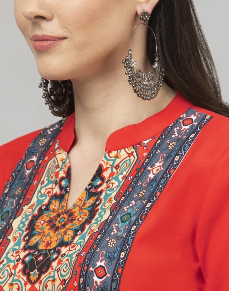 Amazing Red Coloured Digital Printed Rayon Kurti | Sudathi