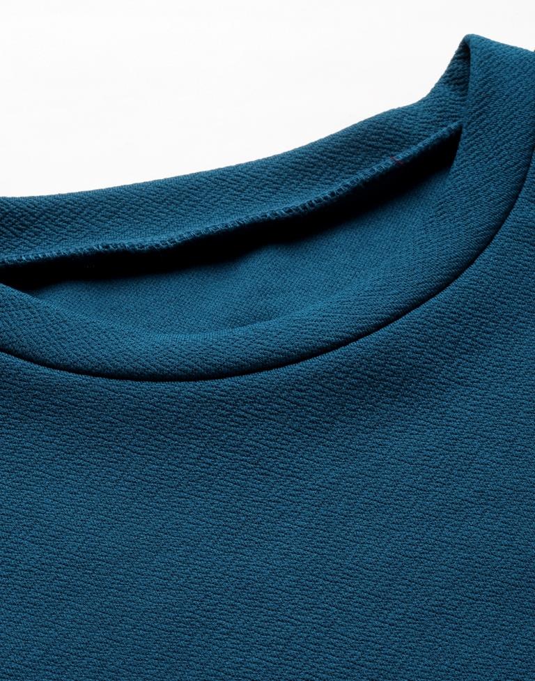 Teal Blue Puff Sleeve Bodycon Dress | Sudathi