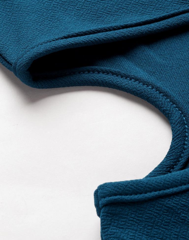 Teal Blue Puff Sleeve Bodycon Dress | Sudathi