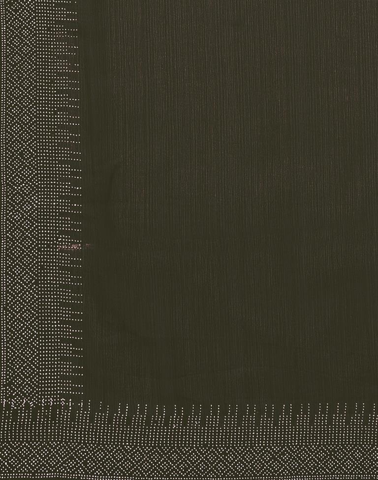 Dark Olive Green Plain Georgette Saree