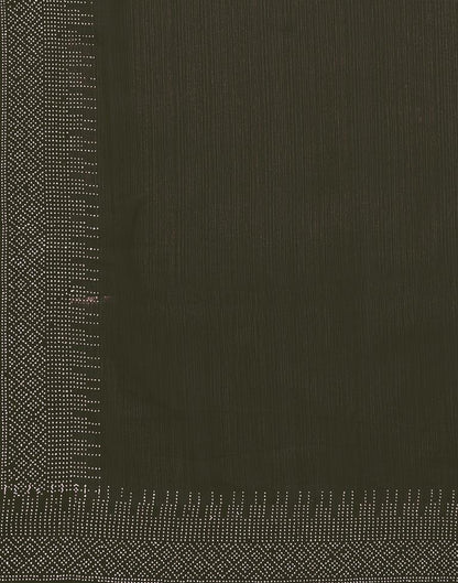 Dark Olive Green Plain Georgette Saree