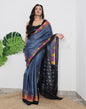 Grey Printed Cotton Saree