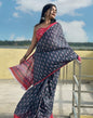 Grey Printed Cotton Saree