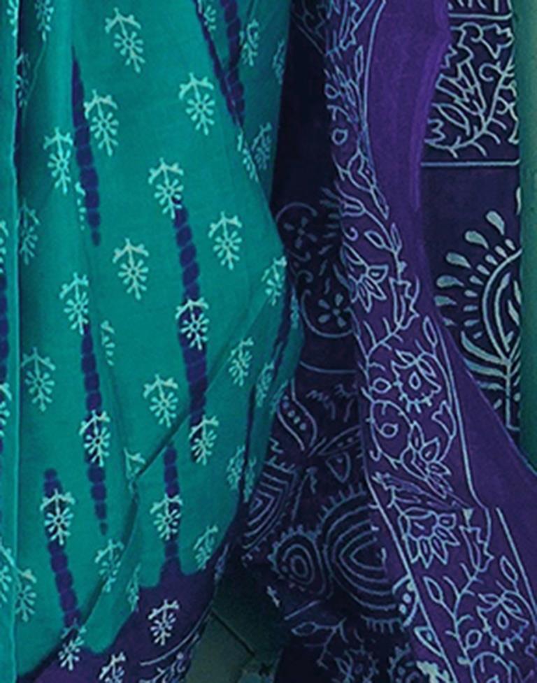 Green Printed Cotton Saree