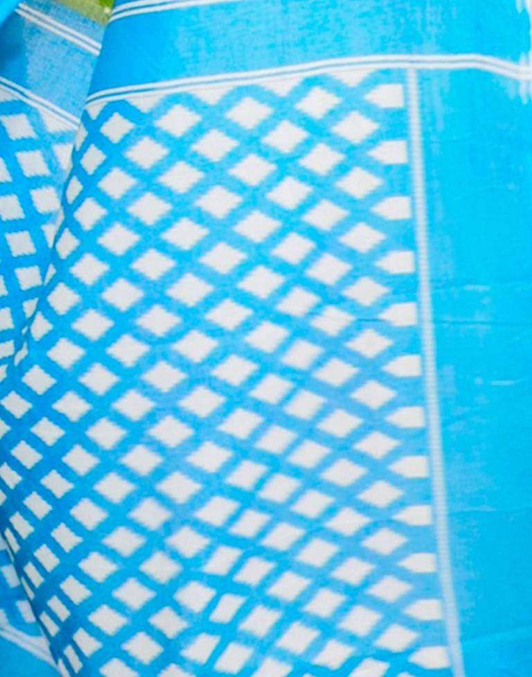 Green Printed Cotton Saree