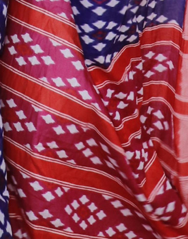 Blue Printed Cotton Saree