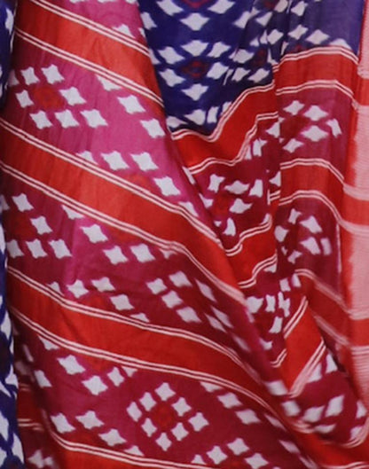 Blue Printed Cotton Saree