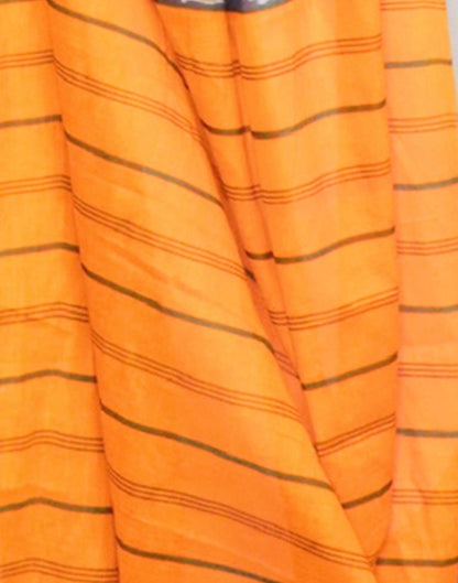 Grey & Orange Printed Cotton Saree