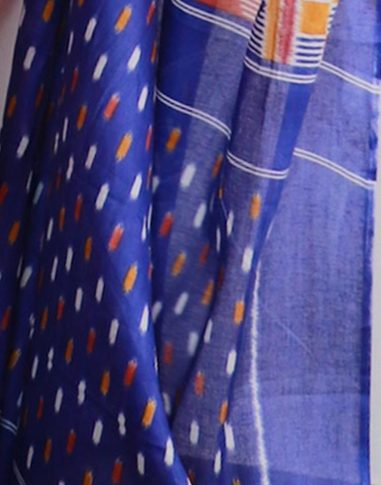 Rust Orange Printed Cotton Saree