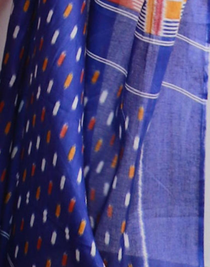 Rust Orange Printed Cotton Saree