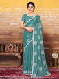 Sea Green Plain Chiffon Saree
