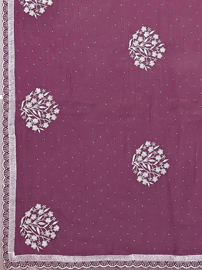 Onion Pink Plain Chiffon Saree