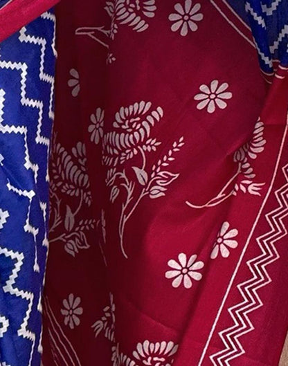 Blue Printed Cotton Saree