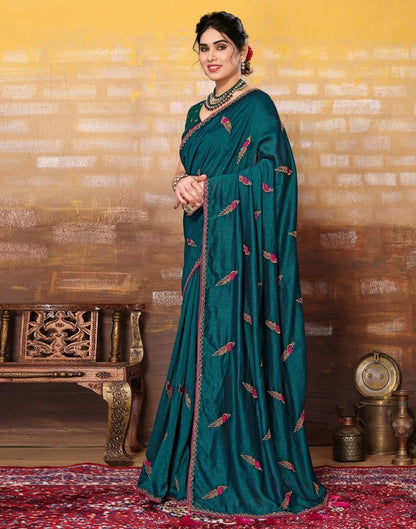 Rama Green Plain Silk Saree