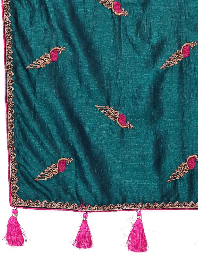 Rama Green Plain Silk Saree