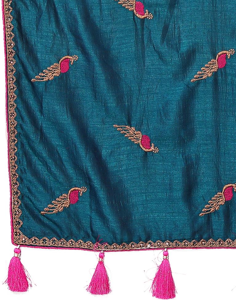 Dark Blue Plain Silk Saree