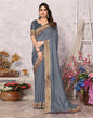 Grey Embroidery Plain Silk Saree